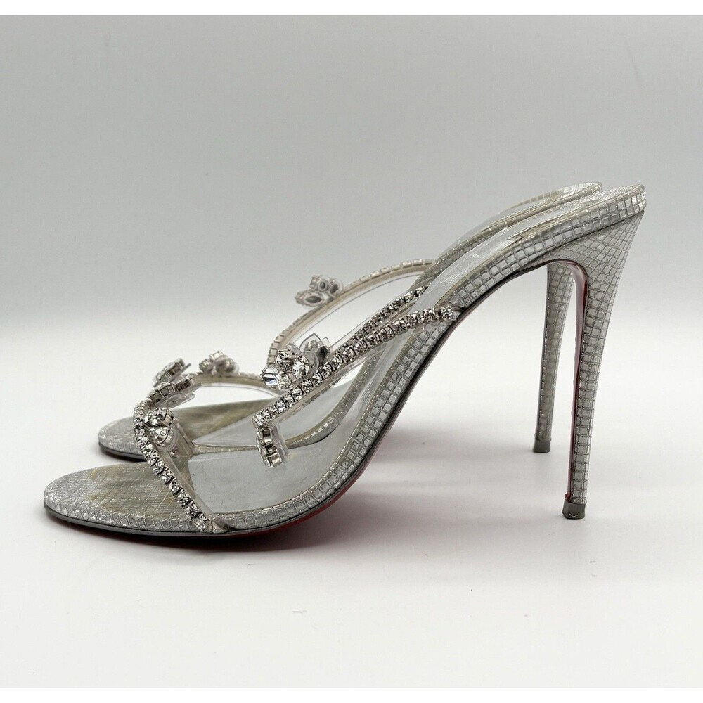 Christian Louboutin Silver Crystal Embellished Stiletto Sandals - Picture 3 of 15